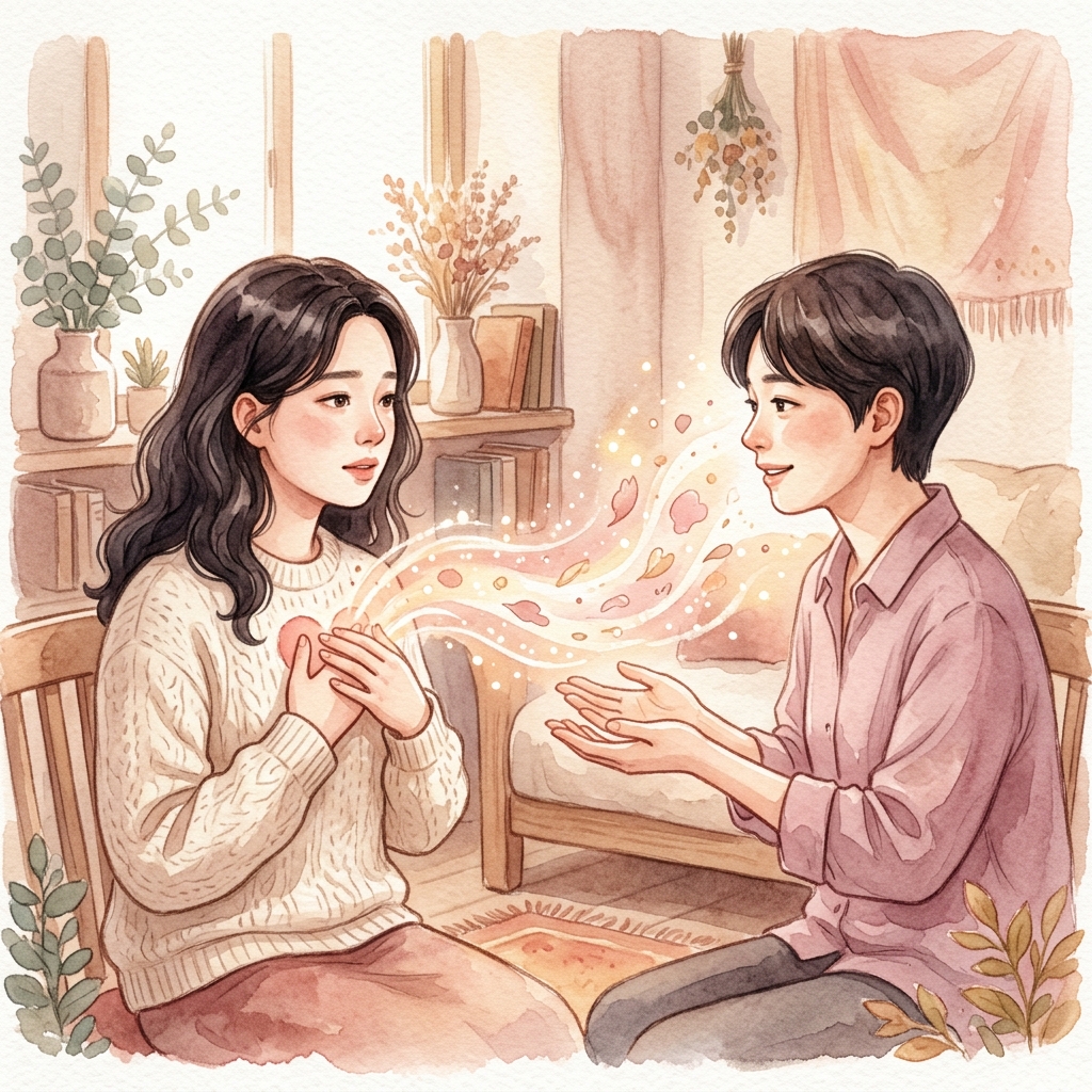 빛을 전달하는 두 사람 - 나 전달법으로 서운함을 표현하기