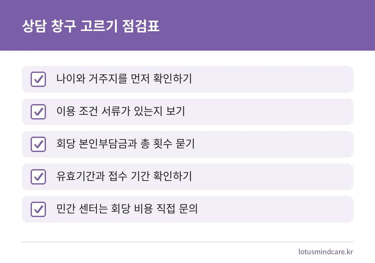 심리상담 비용 비교 전에 확인할 다섯 가지 점검표