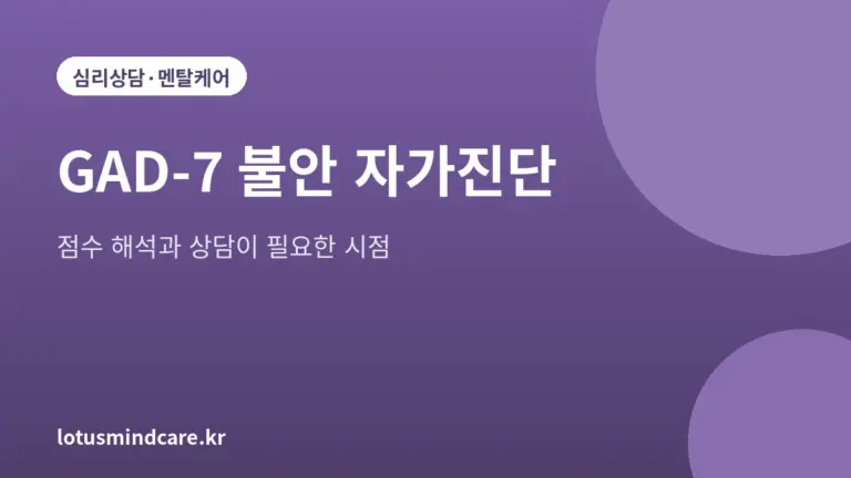 GAD-7 불안 자가진단 점수 해석과 상담 시점을 안내하는 대표 그림