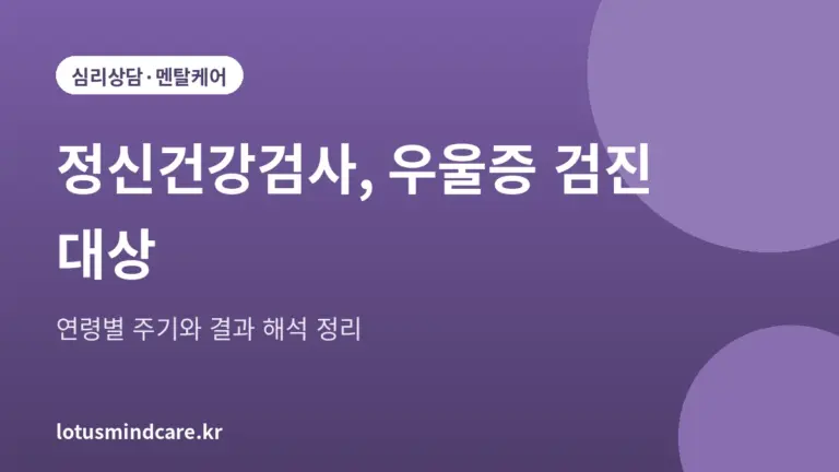 국가건강검진 정신건강검사 우울증 항목 안내 이미지